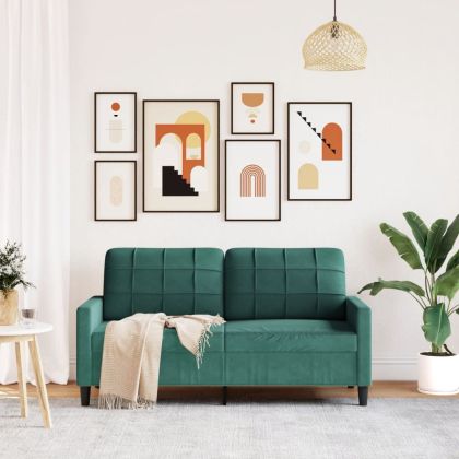 2-местен диван, тъмнозелен, 140 см, кадифе