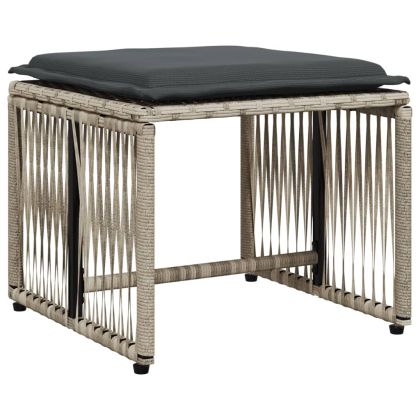 Градински комплект 7 части с възглавници светлосив полиратан