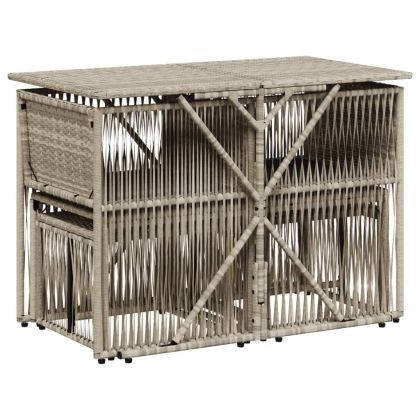 Градински комплект 7 части с възглавници светлосив полиратан