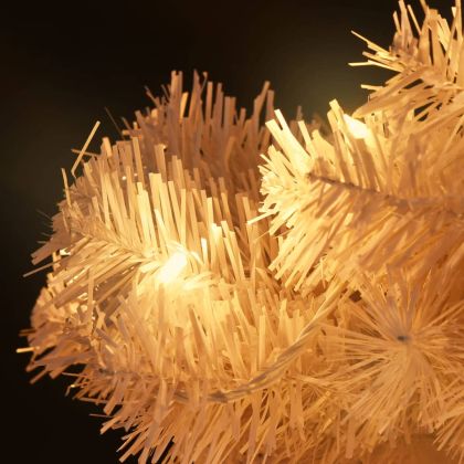 Усукана осветена коледна елха със стойка, бяла, 180 см, PVC