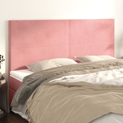 Горна табла за легло, 4 бр, розова, 80x5x78/88 см, кадифе