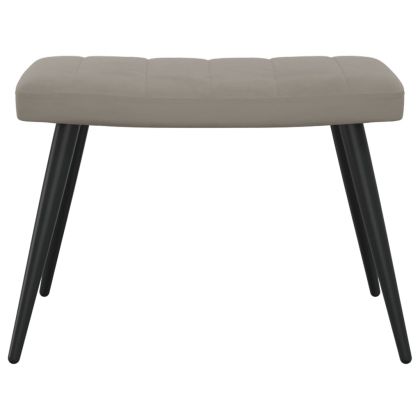 Релаксиращ стол с табуретка, светлосив, кадифе