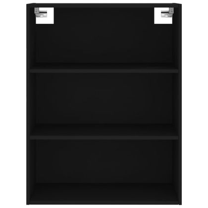 Висок шкаф, черен, 69,5x32,5x180 см, инженерно дърво