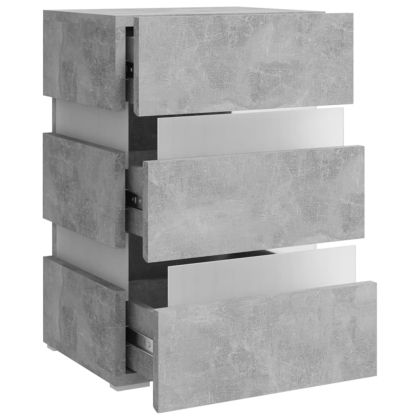 Нощно шкафче с LED, бетонно сиво, 45x35x67 см, инженерно дърво