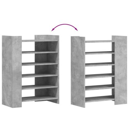 Шкаф за обувки, бетонно сив, 74,5x37,5x100 см, инженерно дърво