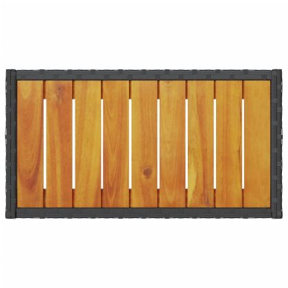 Градинска пейка 2-местна с възглавници и маса черен полиратан