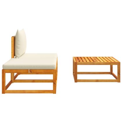 Градински комплект от 3 дивана с възглавници, дърво, акация и въже