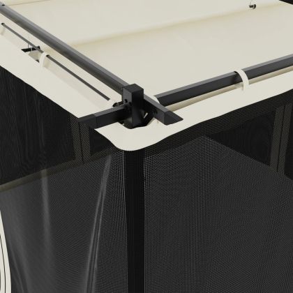 Беседка с мрежести стени, кремава, 3x3 м, стомана