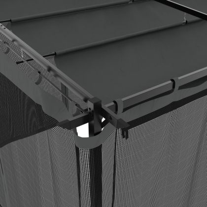 Беседка с мрежести стени, антрацит, 6x3 м, стомана