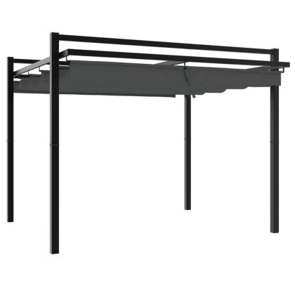 Градински навес с прибиращ се покрив, антрацит, 3x3 м, алуминий