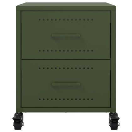 Нощни шкафчета 2 бр маслиненозелени 36x39x43,5 см стомана