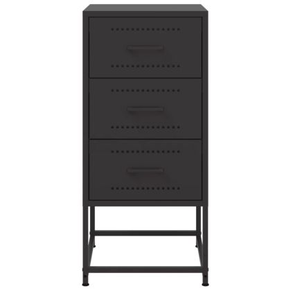 Нощно шкафче, черно, 36x39x78 см, стомана