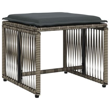 Градински трапезен комплект 7 части с възглавници сив полиратан