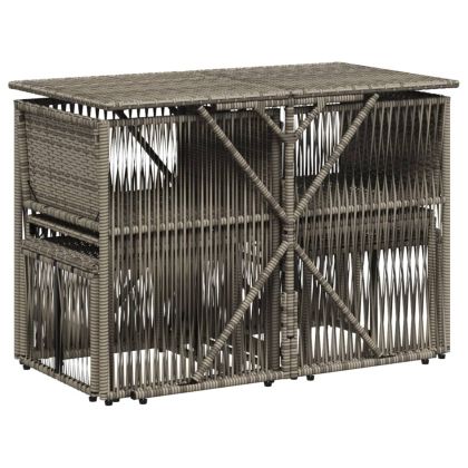 Градински трапезен комплект 7 части с възглавници сив полиратан