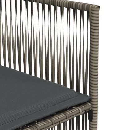 Градински трапезен комплект 7 части с възглавници сив полиратан