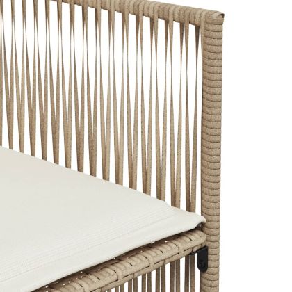 Градински комплект с възглавници, 7 части, бежов полиратан