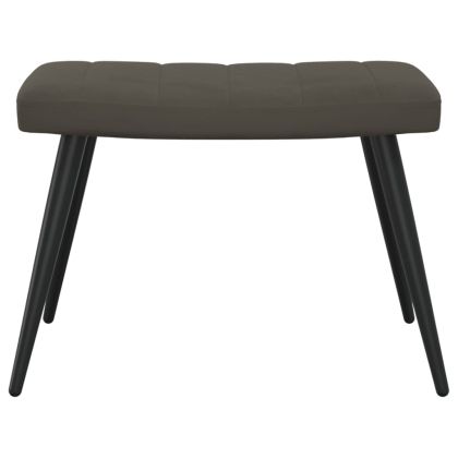 Релаксиращ стол с табуретка, тъмносив, кадифе