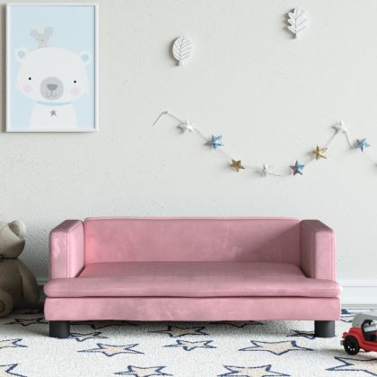 Детски диван, розов, 80x45x30 см, кадифе
