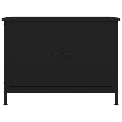 ТВ шкаф с врати, черен, 60x35x45 см, инженерно дърво