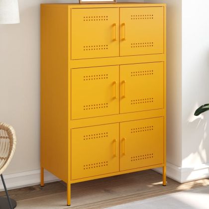 Висок шкаф, горчица жълто, 68x39x113 см, стомана