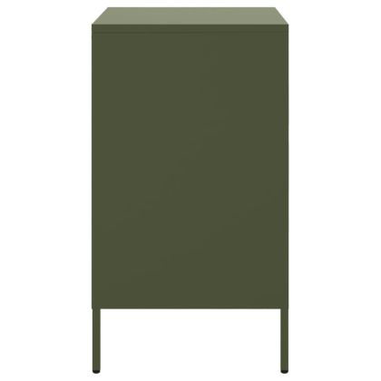 Нощно шкафче, маслиненозелено, 36x39x68 см, стомана