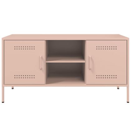 ТВ шкаф, розов, 100,5x39x50,5 см, стомана