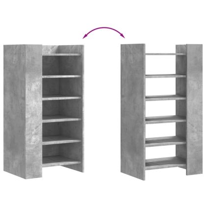 Шкаф за обувки, бетонно сив, 52x37,5x100 см, инженерно дърво