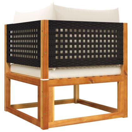 Комплект градински дивани от 4 части с възглавници, дърво, акация и ратан