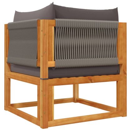 Градински комплект от 8 дивана с възглавници, дърво, акация и въже