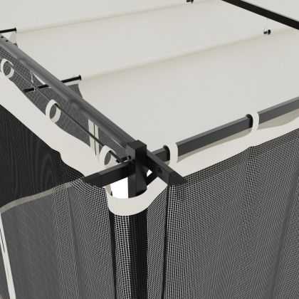 Беседка с мрежести стени, кремава, 6x3 м, стомана