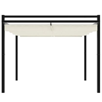 Градински навес с прибиращ се покрив, кремав, 3x3 м, алуминий