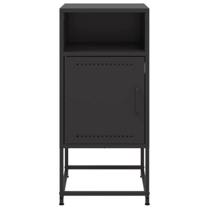 Нощно шкафче, черно, 36x39x78 см, стомана