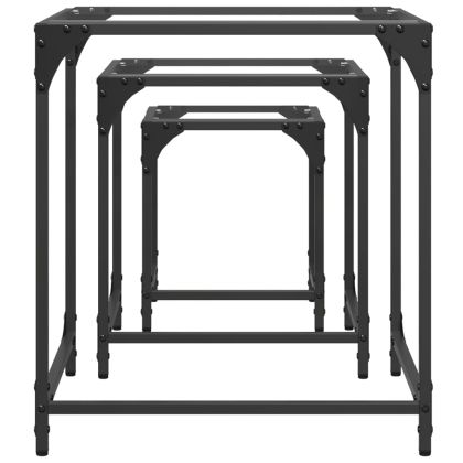 Стифиращи кафе маси, 3 бр, с прозрачен стъклен плот, стомана