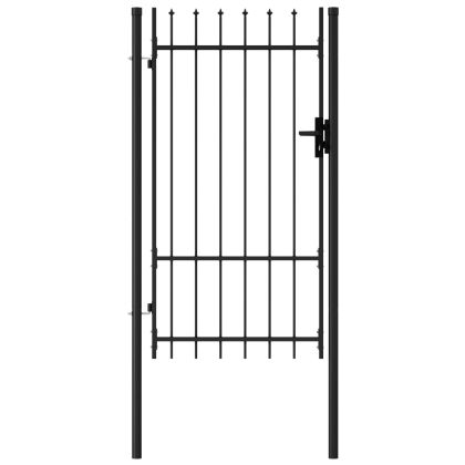 Оградна порта една врата с остри върхове стомана 1х1,75 м черна