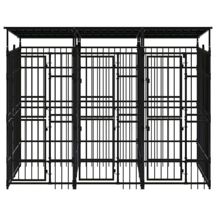 Дворна клетка за кучета с покрив, стомана, 5,53 м²