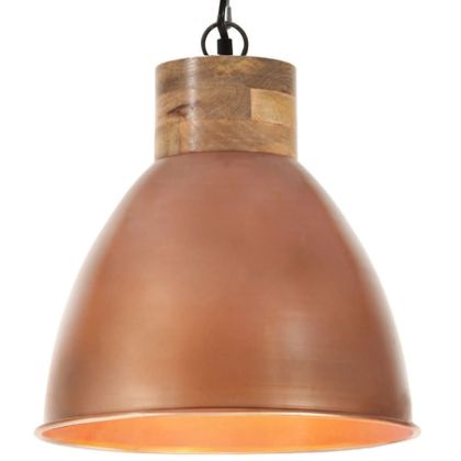 Индустриална пенделна лампа мед желязо и дърво масив 35 см E27