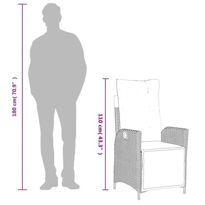 Градински трапезен комплект възглавници 5 части черен полиратан