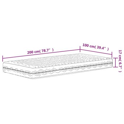 Дунапренов матрак, бял, 100x200 см, твърдост H2 H3