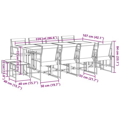 Градински трапезен комплект 13 части черен текстилен