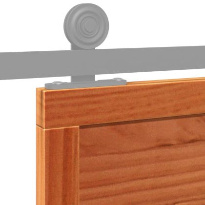 Плъзгаща се врата восъчнокафяво 80x208 см масивно борово дърво