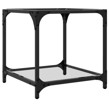 Маса за кафе с прозрачен стъклен плот 40x40x40 см стомана