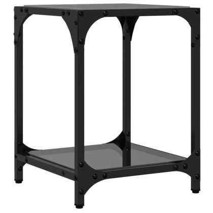 Маси за кафе с черен стъклен плот 2 бр 30x30x40 см стомана