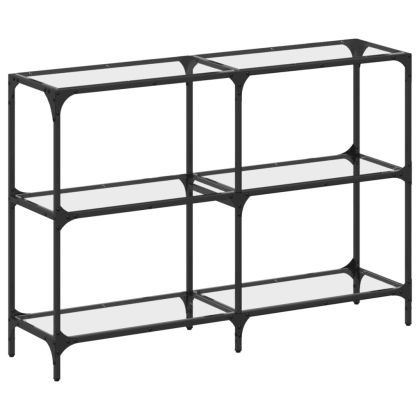 Конзолна маса с прозрачен стъклен плот 118,5x30x81 см стомана