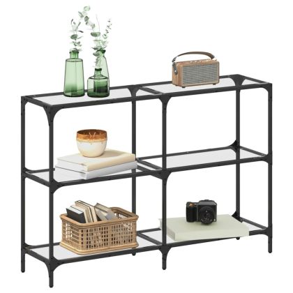 Конзолна маса с прозрачен стъклен плот 118,5x30x81 см стомана