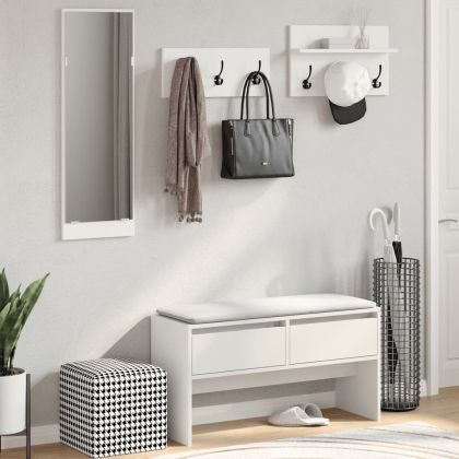 Комплект от 4 части мебели за антре, бели, инженерно дърво