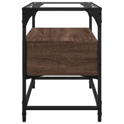 ТВ шкаф със стъклен плот кафяв дъб 60x35x51 см инженерно дърво