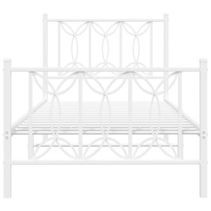 Метална рамка за легло с горна и долна табла, бяла, 80x200 см