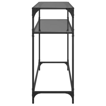 Конзолна маса с черен стъклен плот 98x35x81 см стомана