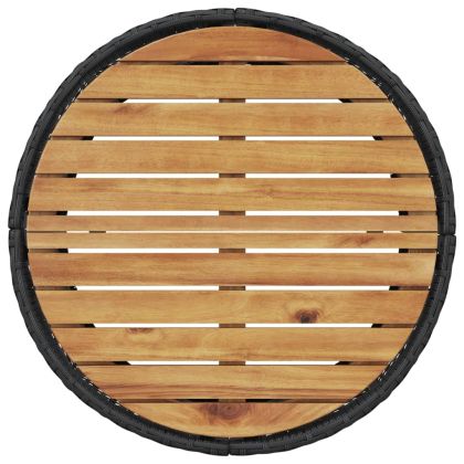 Градински диван от 3 части полукръгъл черен полиратан