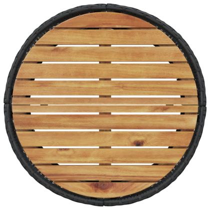 Градински диван с маса и възглавници полукръгъл черен полиратан